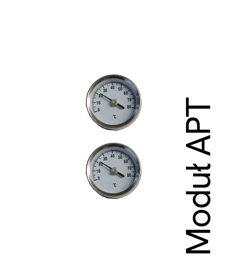 termometry do rozdzielacza tworzywowego zasilanie i powrót moduł apt
